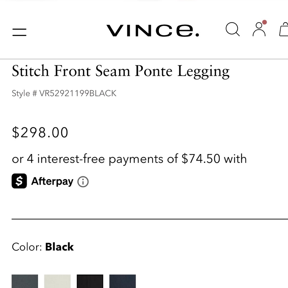 VINCE $295 Black Stitch Front Seam Ponte Legging S - Picture 3 of 8